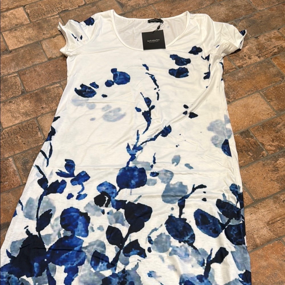 Floral Blue and White Swim Coverup Shirt/Dress